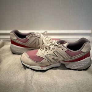 New Balance Pink and White Sneakers with Supportive Midsole
